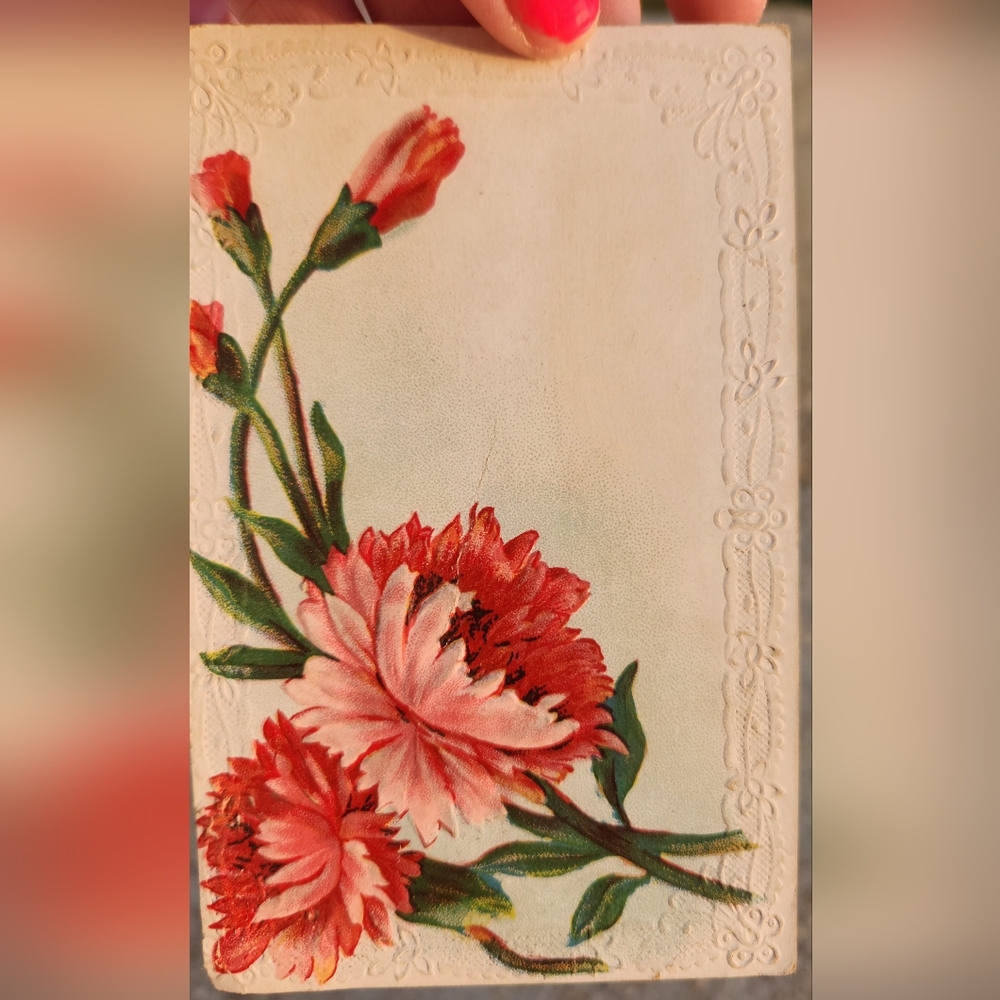 ANTUQUE FLORAL EMBOSSED POSTCARD - BLANK